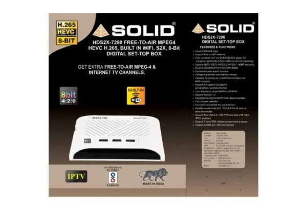 SOLID 7290 WIFI HEVC S2X C AND KU BAND FREE TOAIR SETTOP BOX